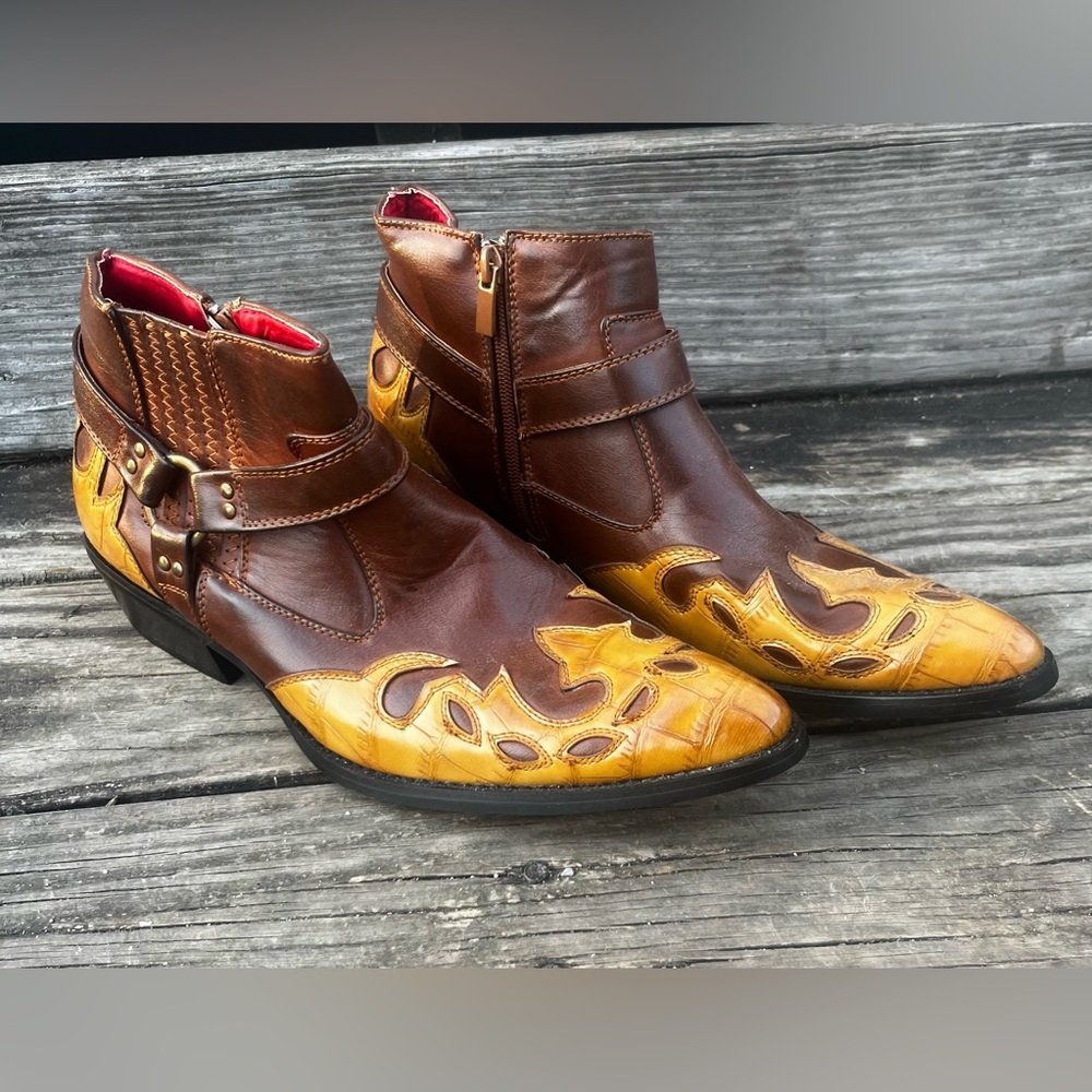 ALFA WESTERN WEAR - MENS 8.5 NEW LEATHER ANKLE BOOTS